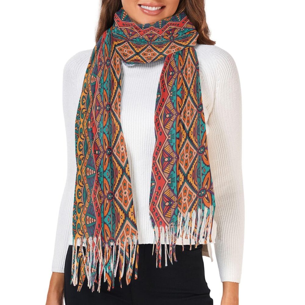 3713 Bright Ethnic Stripe Soft Imitation Cashmere Feel unisex and Winter